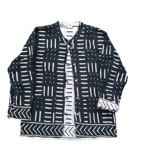African Black & Cream Reversible Mud Cloth Jacket. ONE SIZE.